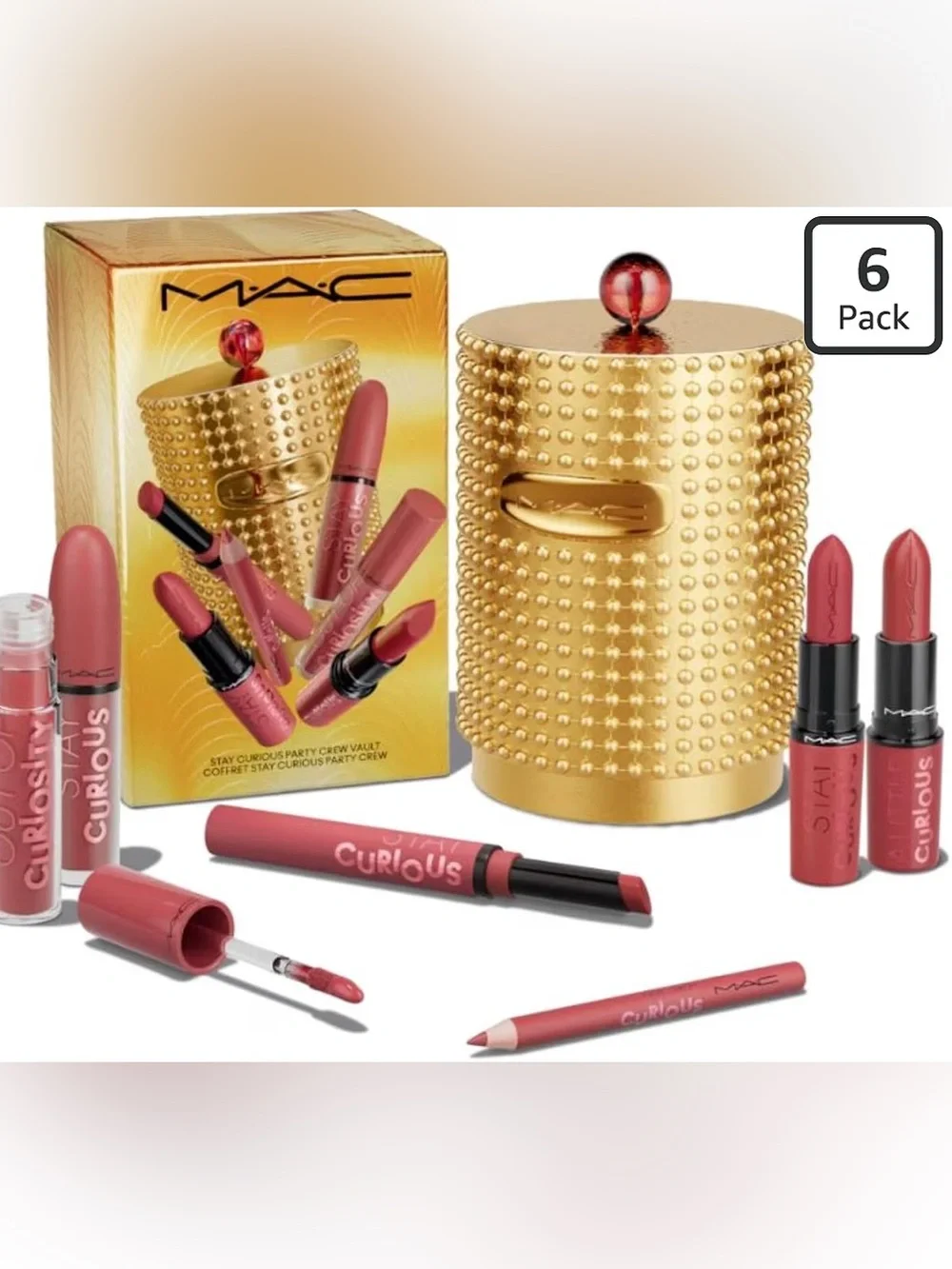 MAC Stay Curious Party crew vault Limited Edition 6 pack and 1 gift box